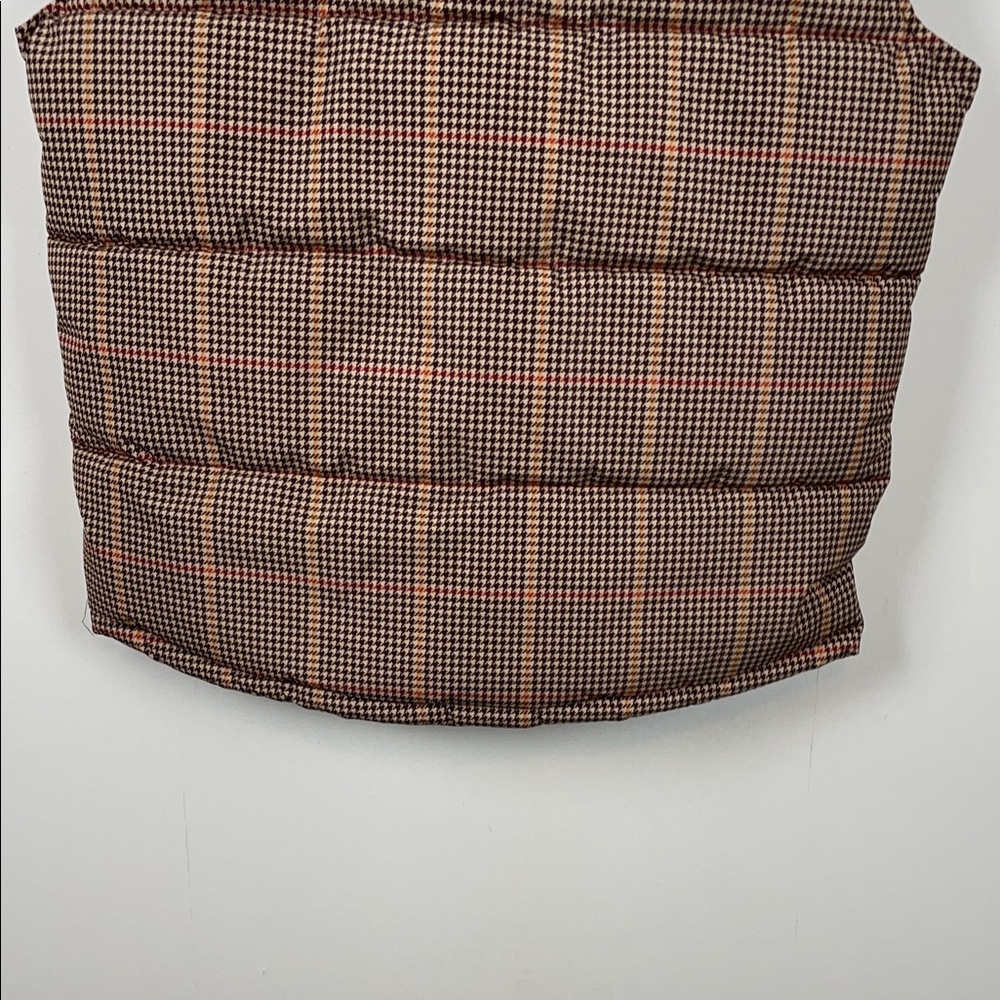 GoodFellow & Co 4 Pocket Zip Snap Men's M Brown Cream Checkered Plaid Vest - Picture 6 of 9